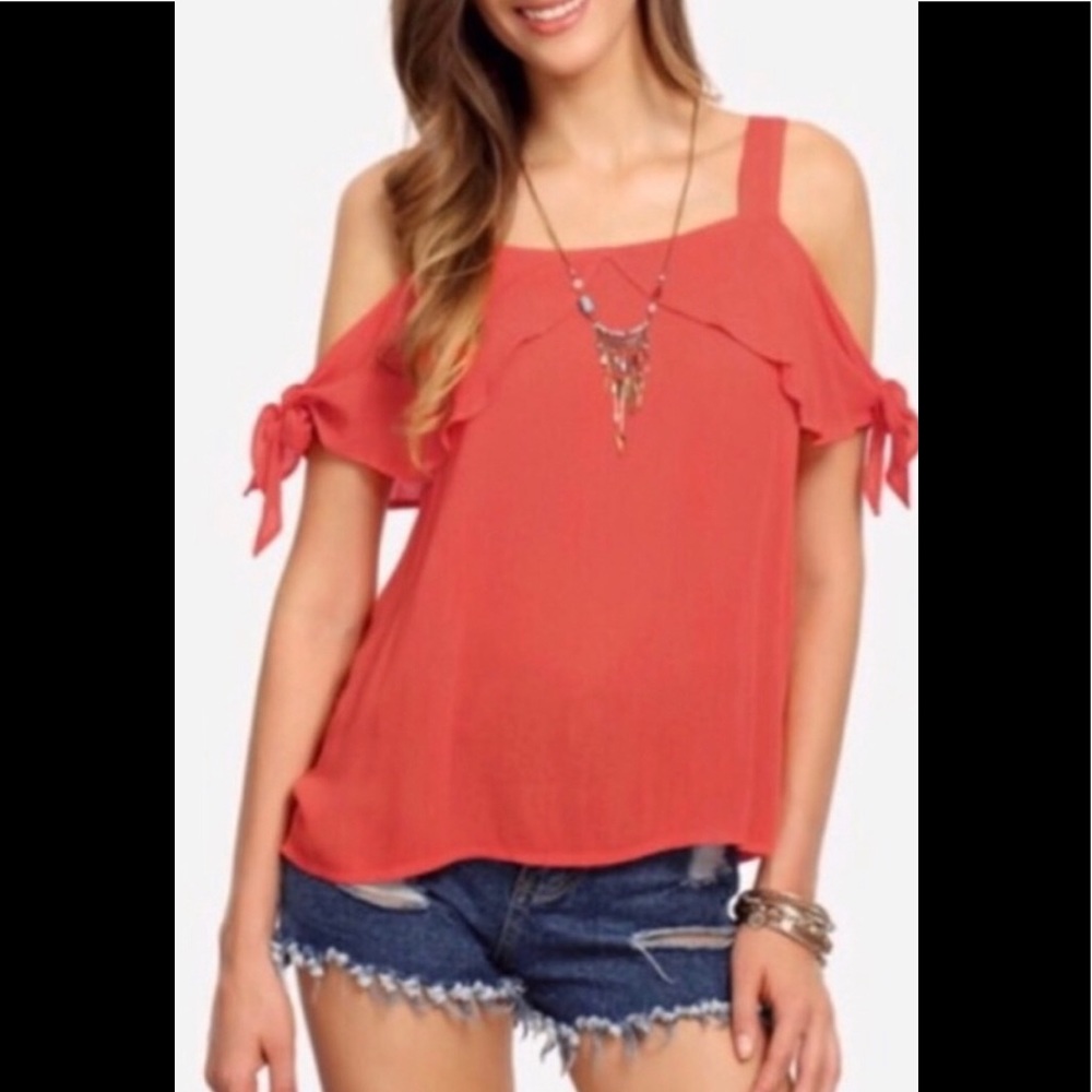 Cold Shoulder Red Top